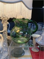 Green swirl glass pitcher