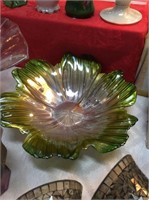 Green glass  dish