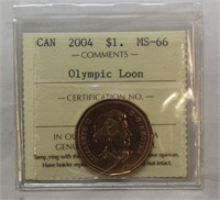 ICCS CAN 2004 Dollar MS-66 Olympic Loon