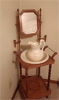 Vintage Wash Stand w Basin and Pitcher