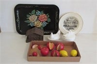 Tole Painted Tray + Collectibles