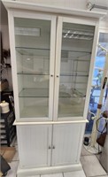 28x60x16 White Cabinet with Glass Doors