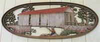 Plastic Covered Bridge Fishing Wall Plaque