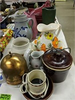 Ceramic Hen Covered Roaster, Fish Vase, Stoneware