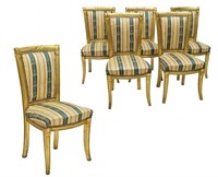 (6)ITALIAN CARVED GILTWOOD UPHOLSTERED SIDE CHAIRS