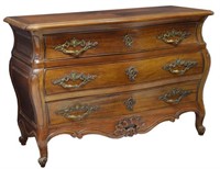 ITALIAN BOMBE THREE DRAWER COMMODE