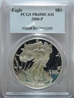 2000-P silver Eagle PCGS PR69DCAM