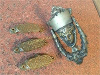 cast door knocker and vintage drawer pulls