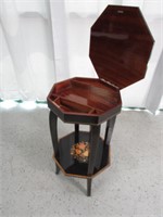 Floral Inlay, Octagonal-Shaped Side Table