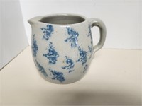 Blue & White Stoneware Pottery Pitcher