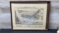 Framed Bird's Eye View Of Annapolis Royal NS 1878