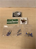 Porcelain Pin, Needles, Horse Pin And 2 Pairs Of