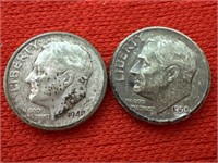 1949-S & 1950 Roosevelt Silver Dimes