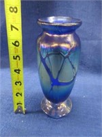 beautiful blue handblown vase by bowman