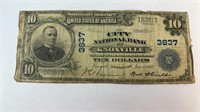 1908 CITY NATIONAL BANK KNOXVILLE  $10 BANK NOTE