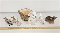 (8) Bunny and Rabbit Figurines- Including Planter