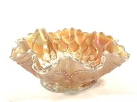 Dugan Peach Opalescent Fishscale & Beads Bowl