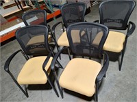 5 Black & Yellow Mesh Backed Chairs