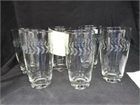 6 VINTAGE ETCHED ANCHOR HOCKING 6 “ TUMBLERS