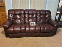 Maroon Lazy-Boy Sofa With Recliners