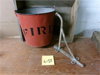 Antique fire suppression bucket and hanger