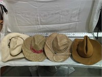 4 HATS, 1 100% WOOL 6 7/8, BUCKHORN ROCKMOUNT