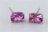 Pair of 14k White Gold and Sapphire Stud Earrings