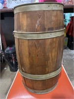 Wood barrel 19”H 10”W