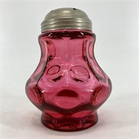Fenton Cranberry Glass Optic Spot Sugar Shaker