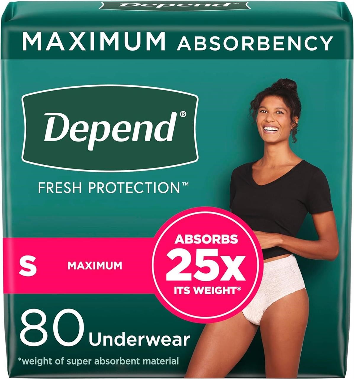 Depend Fresh Protection Underwear  Small  80Ct