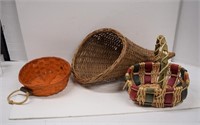 Cornucopia and Two Small Baskets