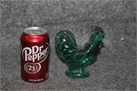 GREEN GLASS ROOSTER SOLID PAPER WEIGHT