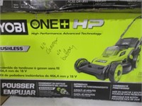 1322) cond. unkn. AS IS Ryobi 16" mower- NO BATT