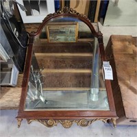 Large curved Mirror wooden 24 in x 43in T