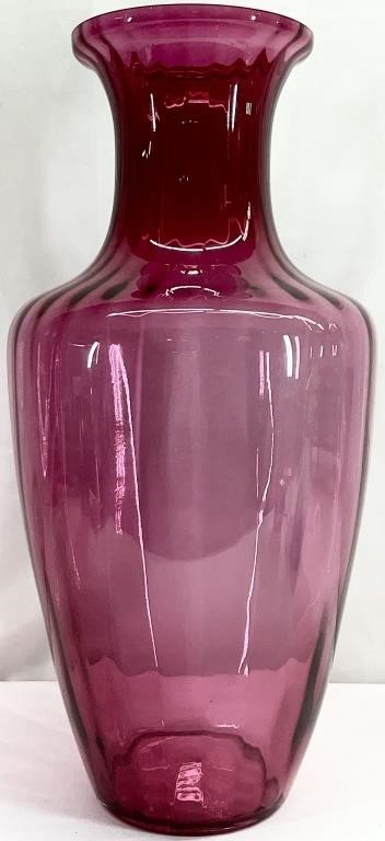 Large Pilgrim Glass Cranberry Floor Vase