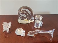 5 PCS CRYSTAL AND GLASS FIGURINES