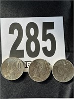 (3) Silver Liberty Peace Dollars(CASH ONLY)