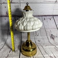 Brass Sunshine Safety Lamp with milk glass shade