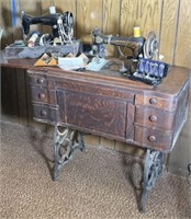 Franklin Sewing Machine in Cabinet & More