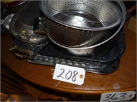 Assorted Kitchen Items, SS Steamer, Trays