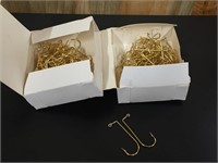 2 boxes of 100pcs - Mustad 3/0  Gold Hooks