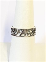 .925 Silver Leave Celtic Design Band Ring Sz 7   R