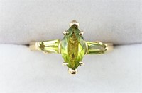 Ladies 14K Yellow Gold 3-Peridot Dinner Ring