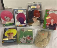 7) Adult Afro Wigs various Colors