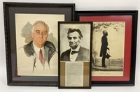 Lot of 3 Framed Prints of Former US Presidents