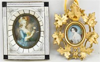 2 Framed Victorian Pocket Painted Portraits
