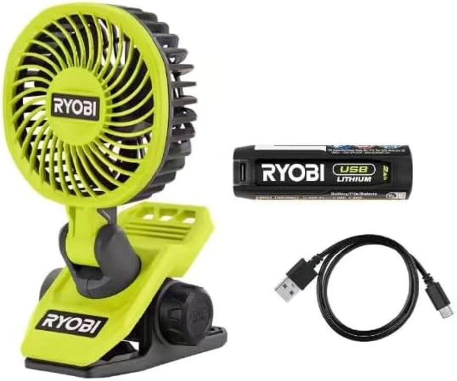 C2345  RYOBI Clamp Fan Kit 2.0 Ah Battery - FVF51K