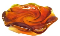 Fenton Orange Swirl Amberina Candy Dish
