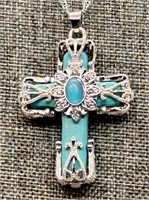 Sterling Sheridan Chain w/ Turquoise Cross