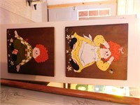 2 hand painted Raggedy Ann & Andy by Ann Parker